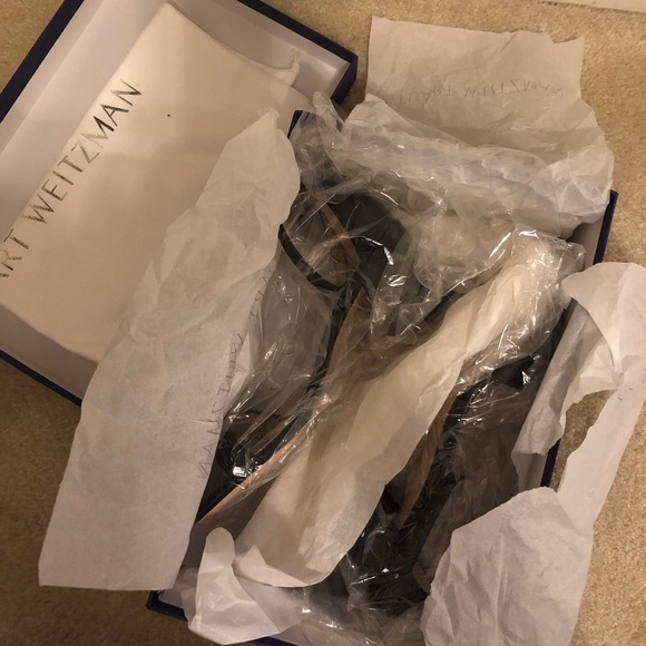 Stuart Weitzman Simple Black Suede Sandals - Picture 6 of 7